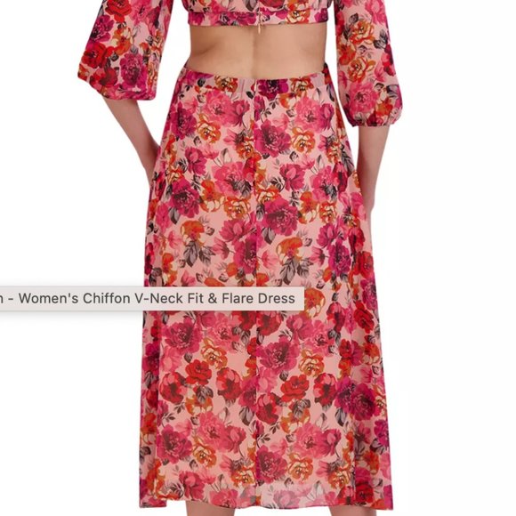 julia jordan Women's Chiffon V-Neck Fit & Flare Dress - Picture 4 of 8